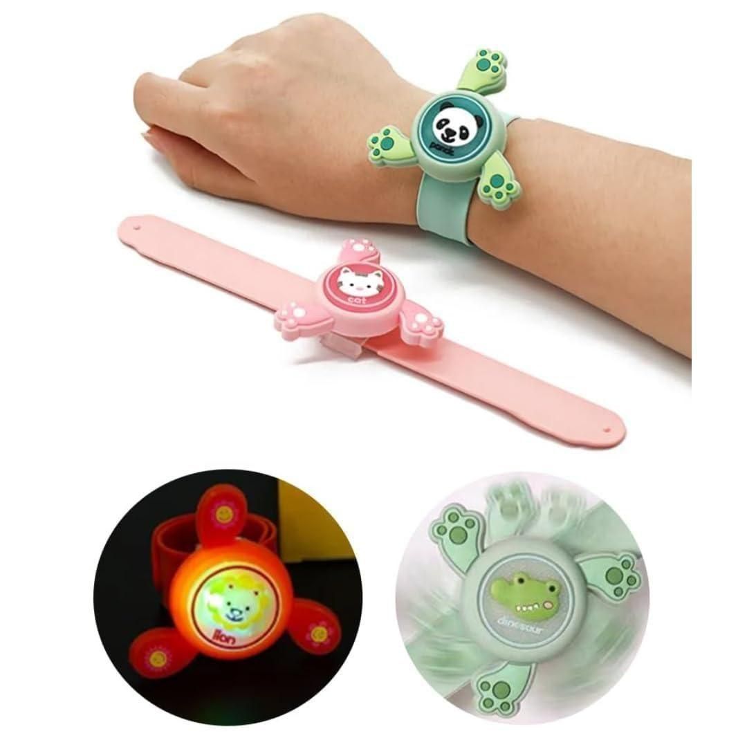 LED Light Spinning Slap Band Cartoon Bracelet for kids