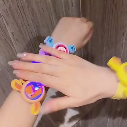 LED Light Spinning Slap Band Cartoon Bracelet for kids